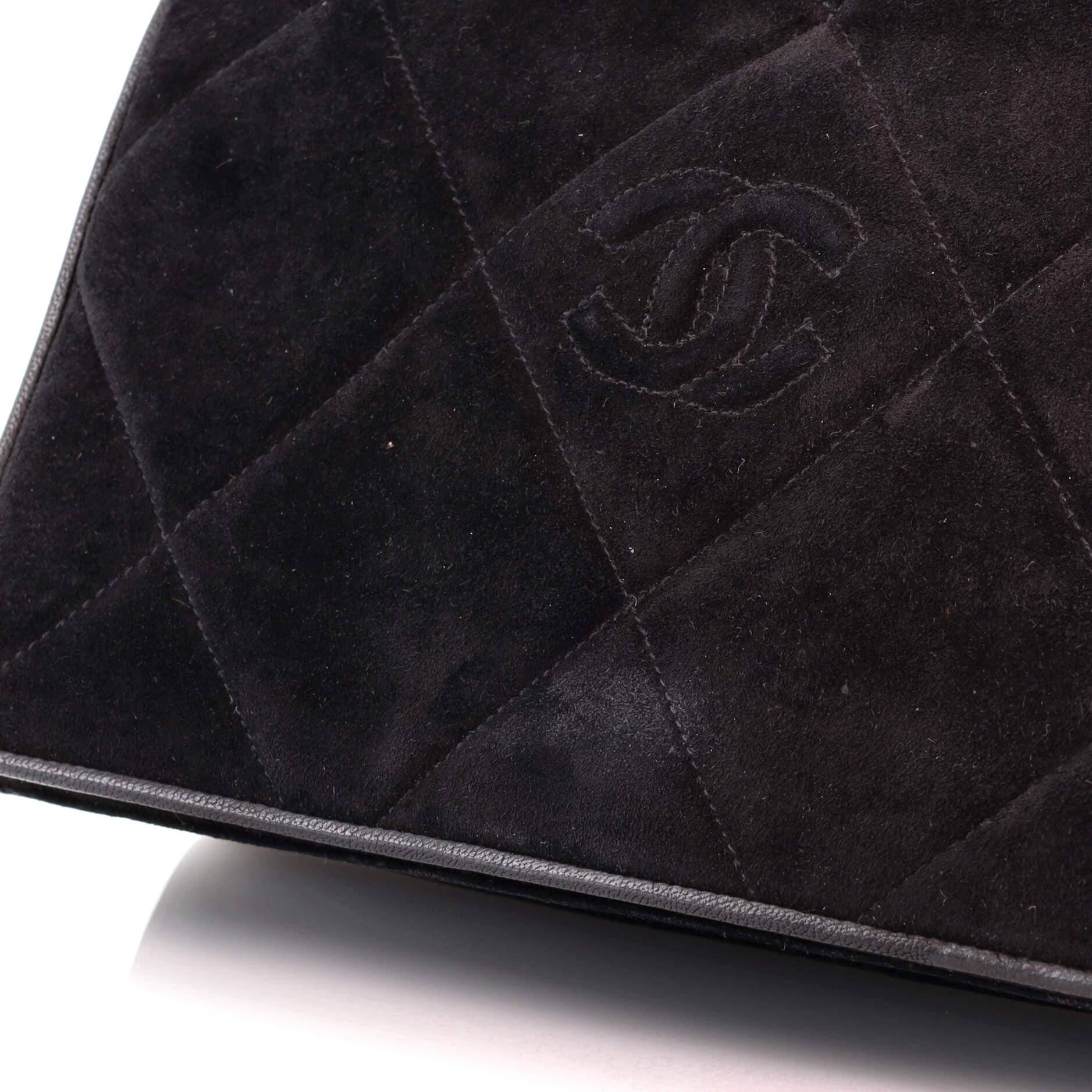 Chanel Vintage Diamond CC Flap Bag Quilted Suede Small 2