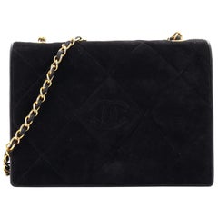 Chanel Vintage Diamond CC Flap Bag Quilted Suede Small