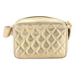 Chanel Vintage Diamond CC Slit Pocket Camera Bag Quilted Leather Small