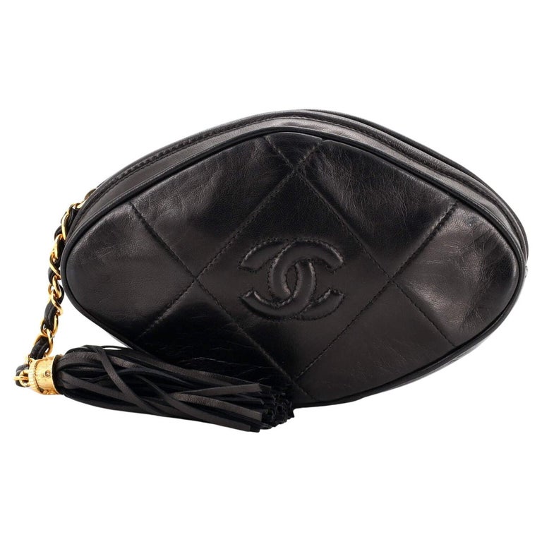 Chanel Vintage Diamond CC Tassel Clutch Quilted Lambskin Mini For