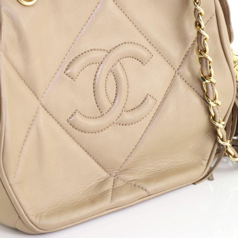 Brown Chanel Vintage Diamond CC Tassel Shoulder Bag Quilted Leather Mini