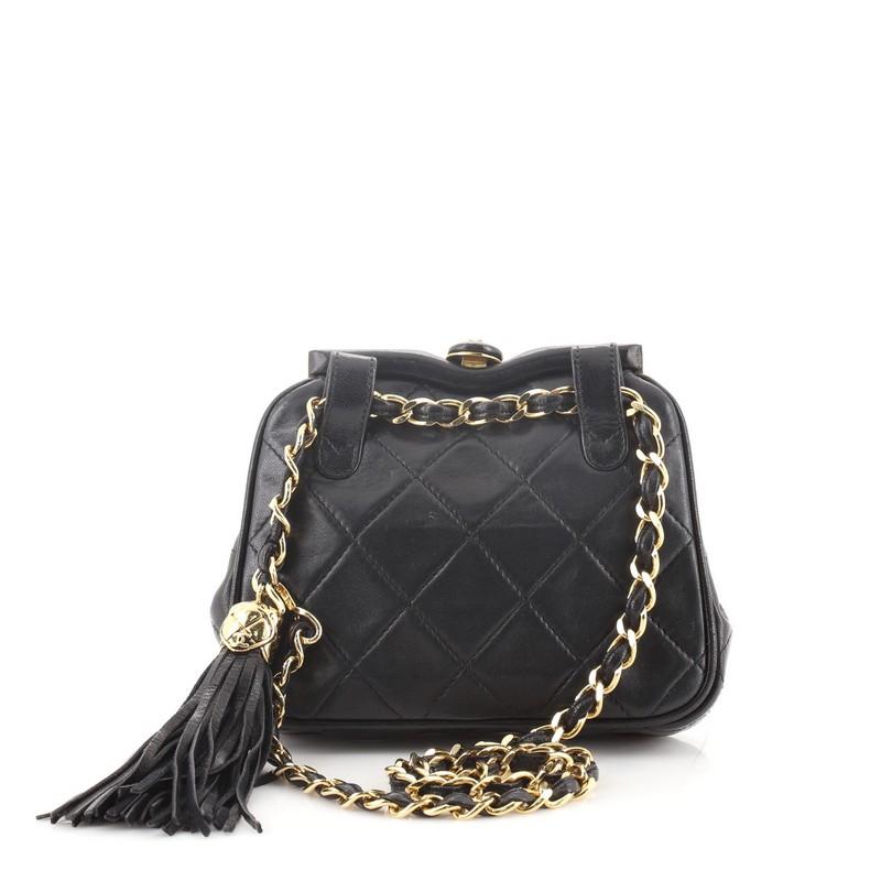 Chanel Vintage Diamond CC Tassel Waist Bag Quilted Lambskin Small In Good Condition In NY, NY