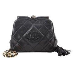 Chanel Vintage Diamond CC Tassel Taille Tasche aus gestepptem Lammfell klein