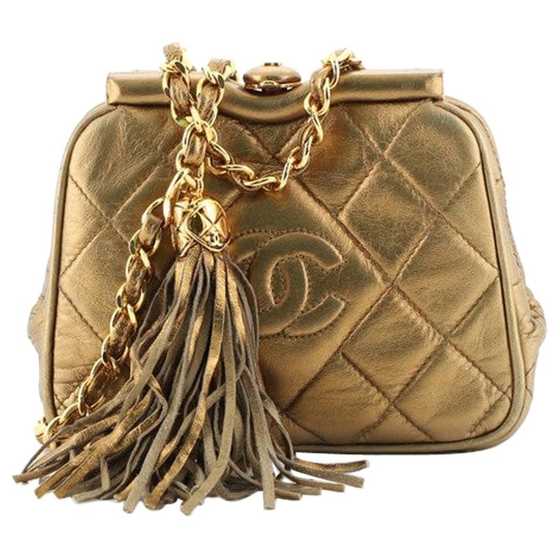 Chanel Vintage Tassel Box Bag Quilted Leather Small at 1stDibs