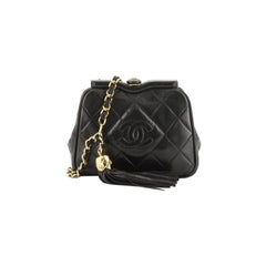 Chanel Vintage Diamond CC Tassel Taille Tasche aus gestepptem Lammfell klein