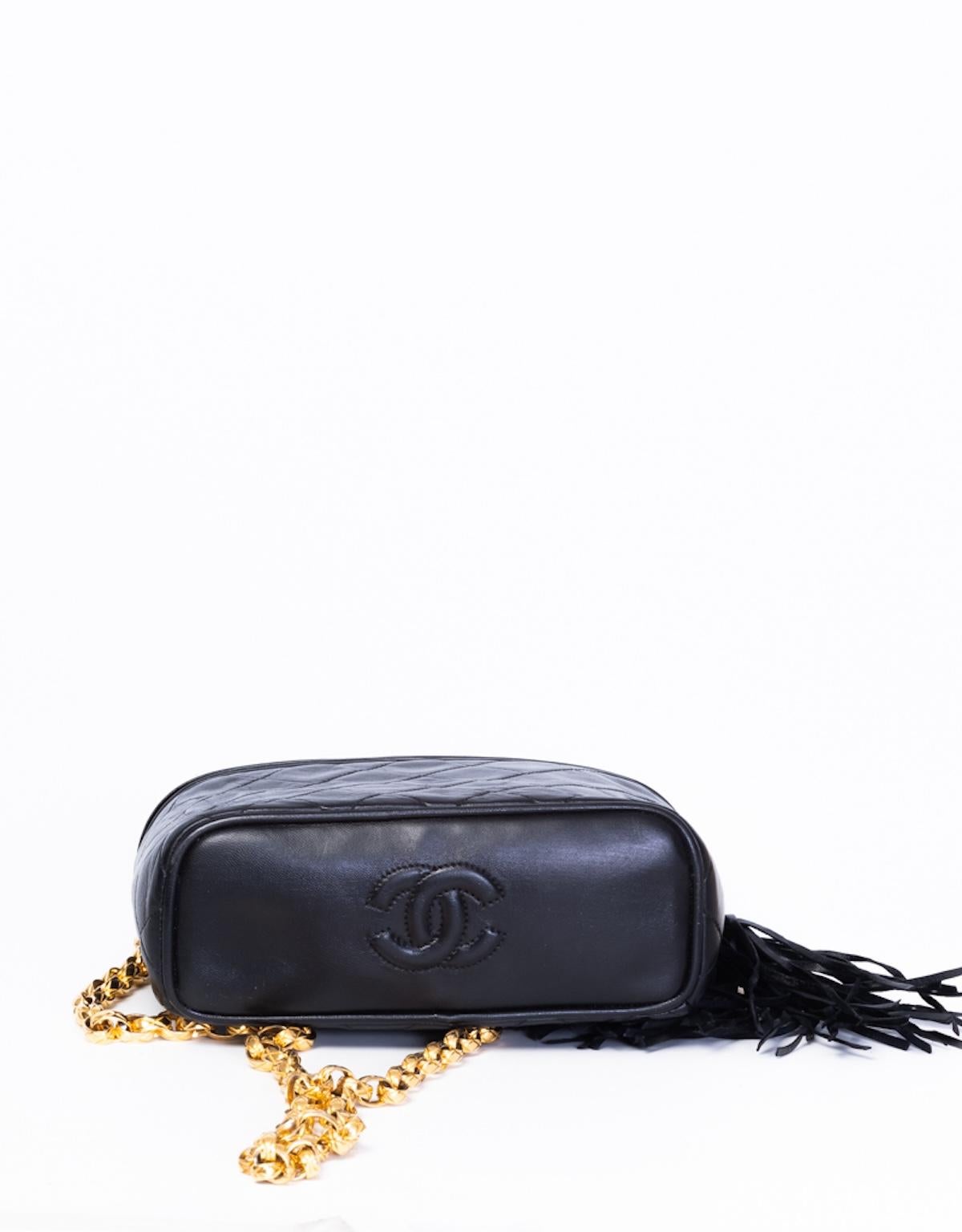 Chanel Vintage Diamond Quilted Black Lambskin Mini Vanity 1
