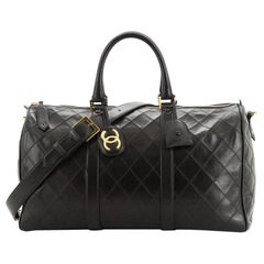 Chanel Vintage Diamond Stitch Boston Bag Quilted Lambskin Large