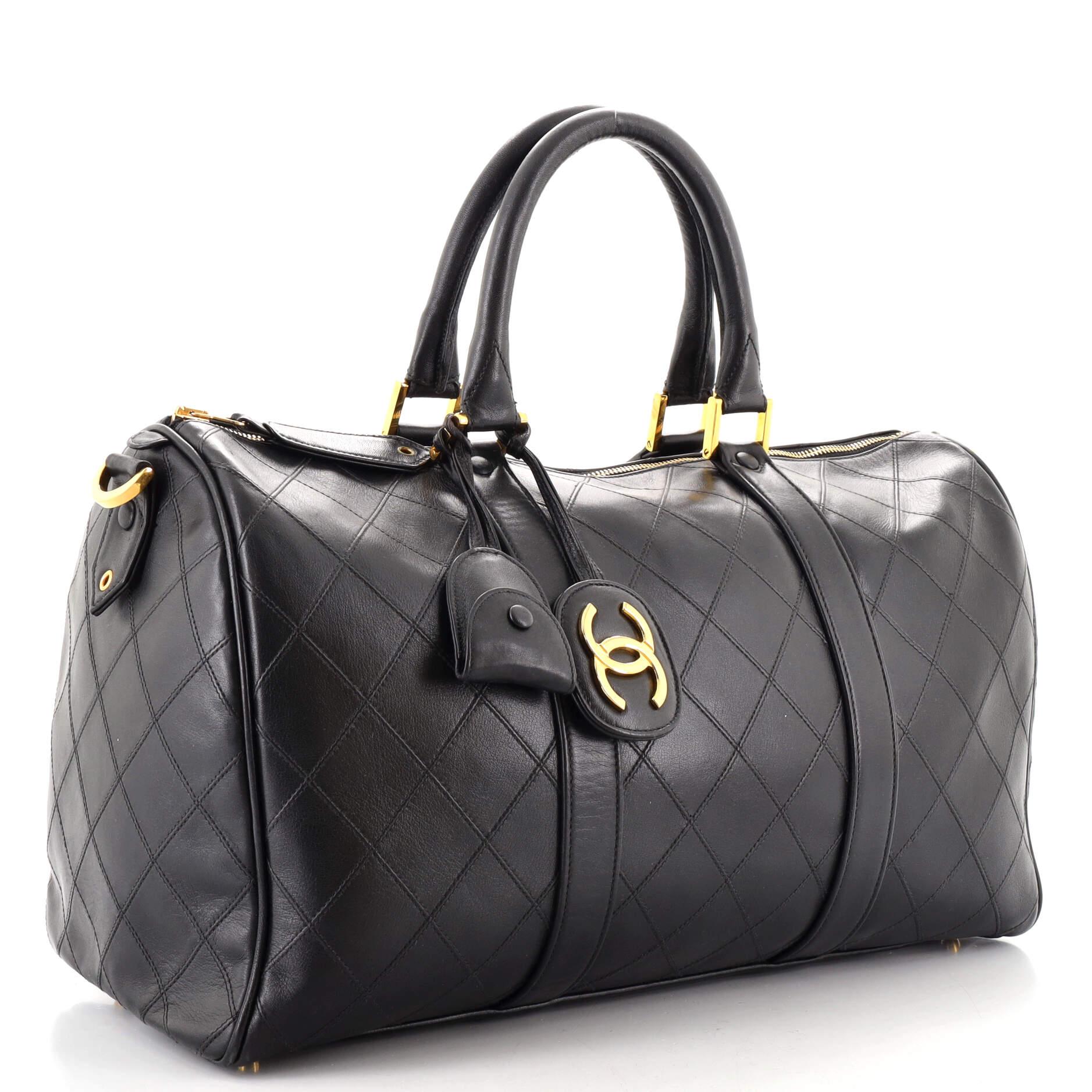 Chanel Vintage Diamond Stitch Boston Bag Quilted Lambskin Medium at
