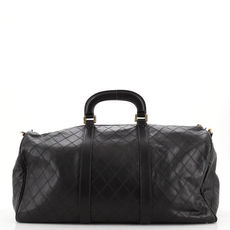 Chanel Vintage Diamond Stitch Boston Bag Quilted Lambskin XL In Good Condition In NY, NY