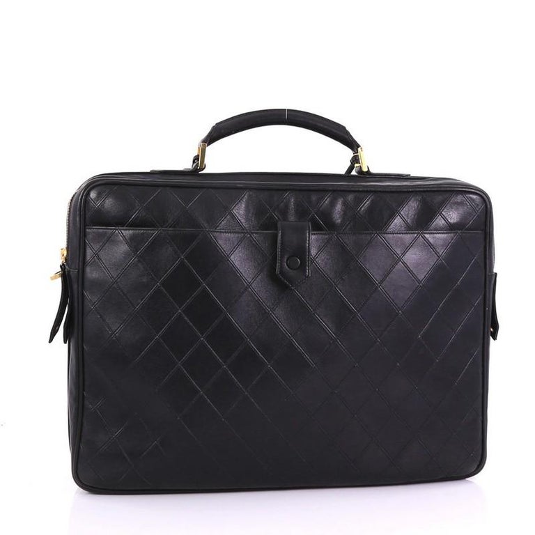 Chanel Vintage Diamond Stitch Weekender Quilted Leather Large at 1stDibs