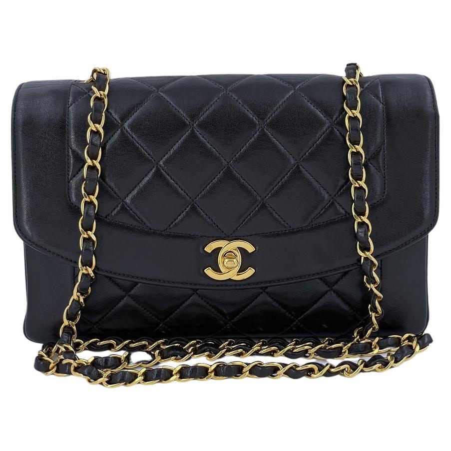 Vintage Chanel Medium Diana Flap Bag Dark Beige Caviar Gold Hardware