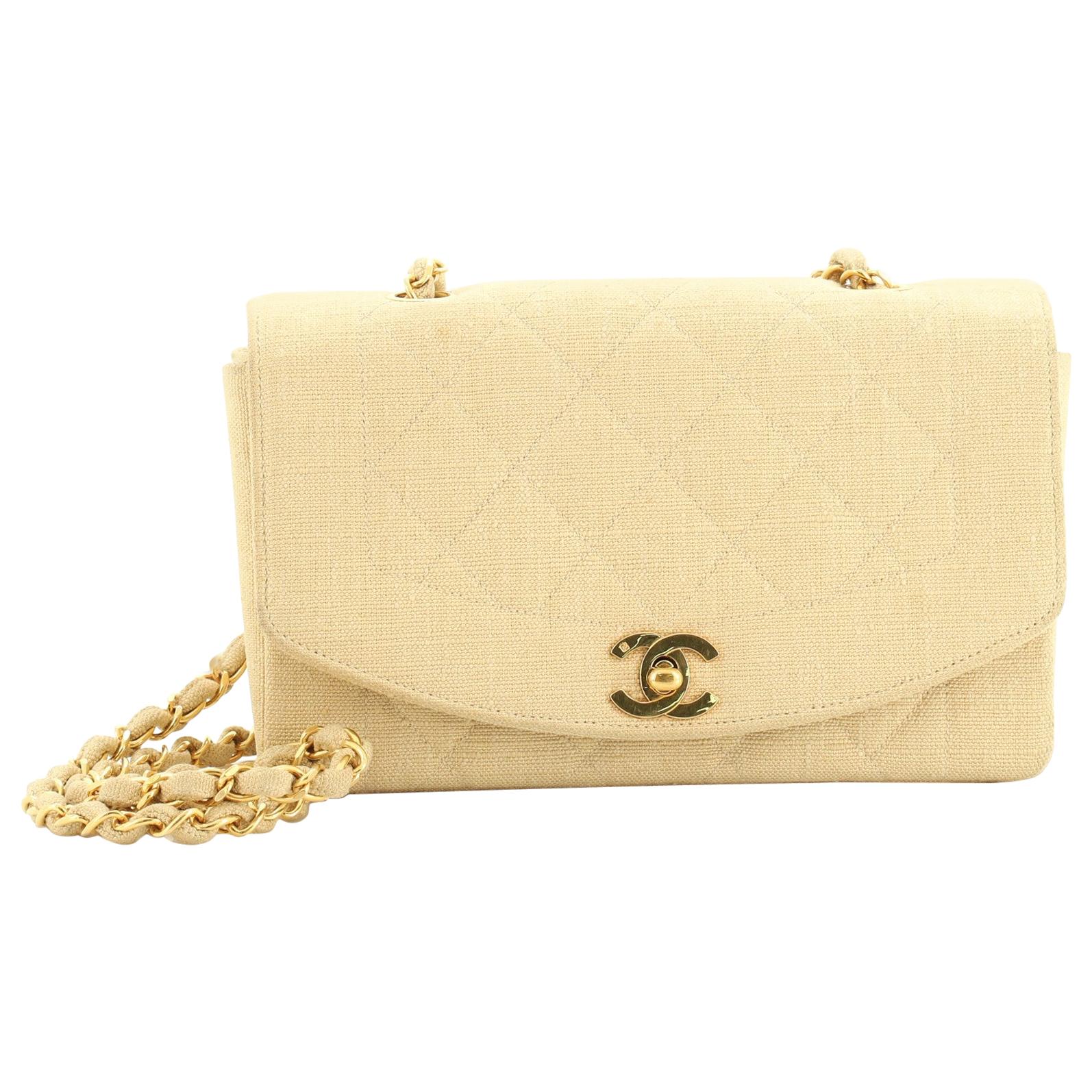 Chanel Vintage Diana Flap Bag Quilted Canvas Small 