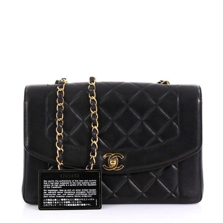Chanel Vintage Diana Flap Bag Quilted Lambskin Medium at 1stDibs