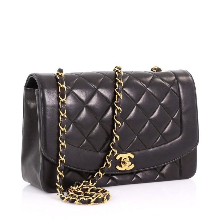 Chanel Vintage Diana Flap Bag Quilted Lambskin Medium at 1stDibs
