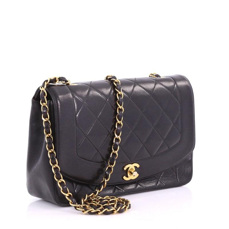 Chanel Vintage Diana Flap Bag Quilted Lambskin Medium (Schwarz)