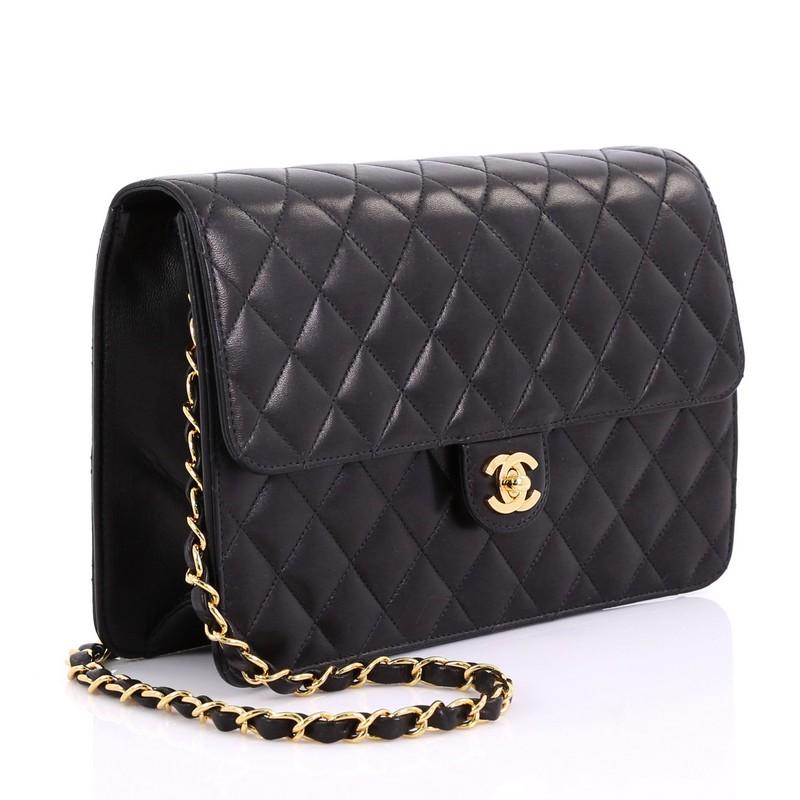 Black Chanel Vintage Diana Flap Bag Quilted Lambskin Medium