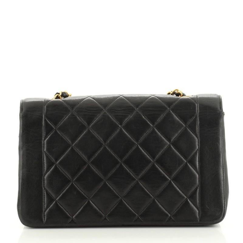Black Chanel Vintage Diana Flap Bag Quilted Lambskin Medium 