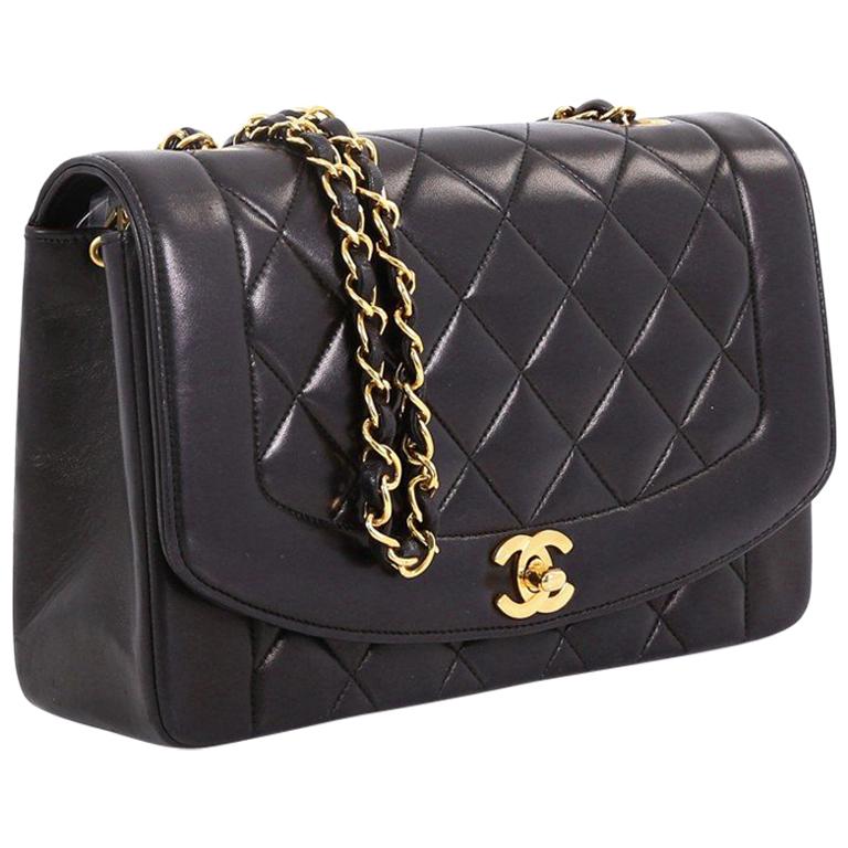 Chanel Vintage Diana Flap Bag Quilted Lambskin Medium at 1stDibs
