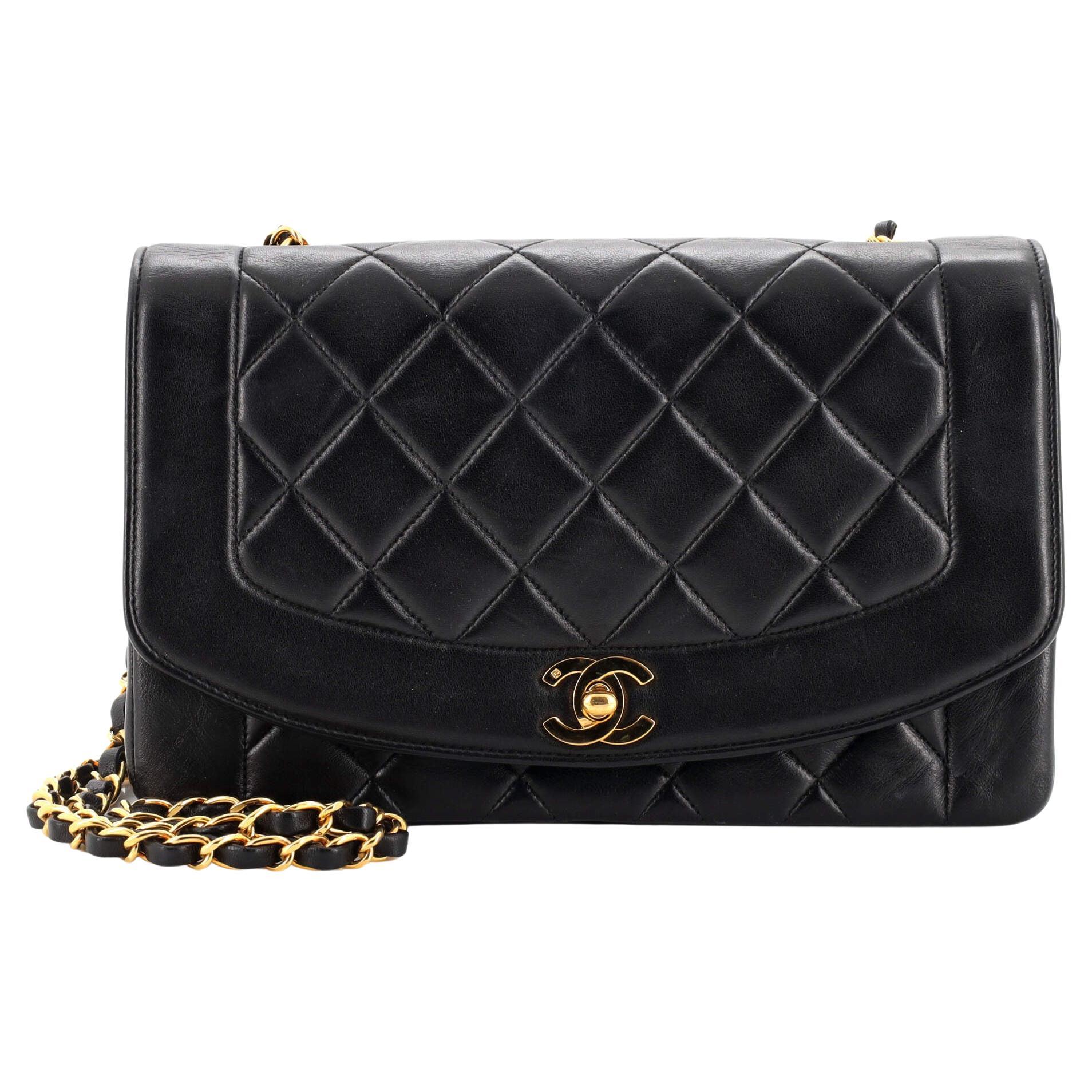 Chanel Vintage Diana Flap Bag Quilted Lambskin Medium For Sale at 1stDibs