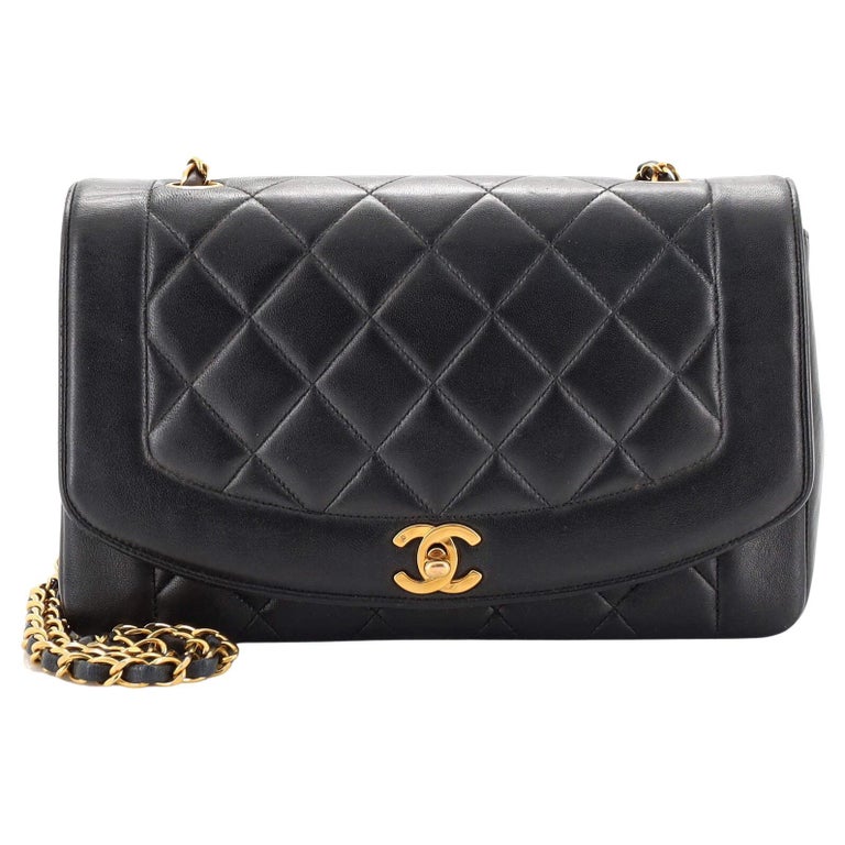 Chanel Vintage Diana Flap Bag Quilted Lambskin Medium For Sale at