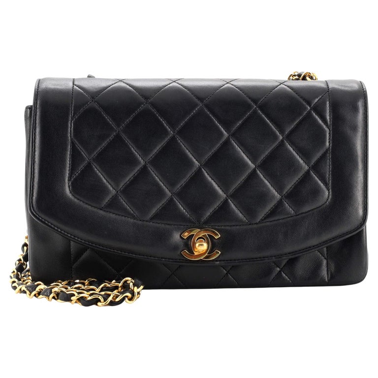 Chanel Vintage Diana Flap Bag Quilted Lambskin Medium For Sale at