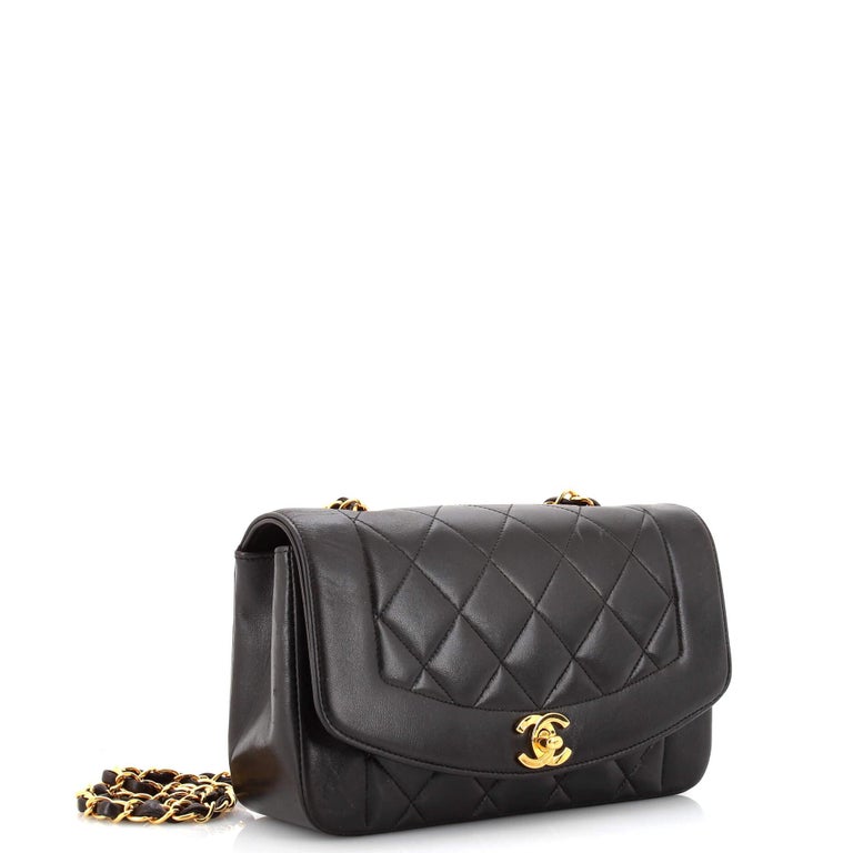 Chanel Vintage Diana Flap Bag Quilted Lambskin Small For Sale at