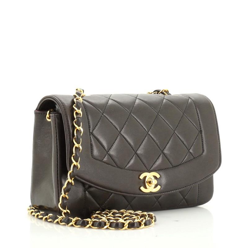 Black Chanel Vintage Diana Flap Bag Quilted Lambskin Small 
