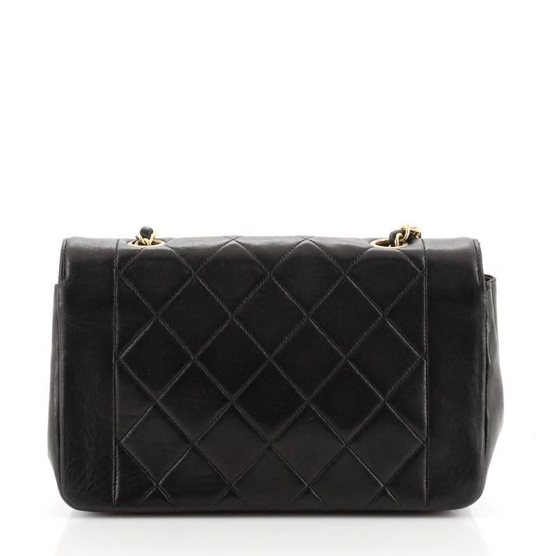 Black Chanel Vintage Diana Flap Bag Quilted Lambskin Small