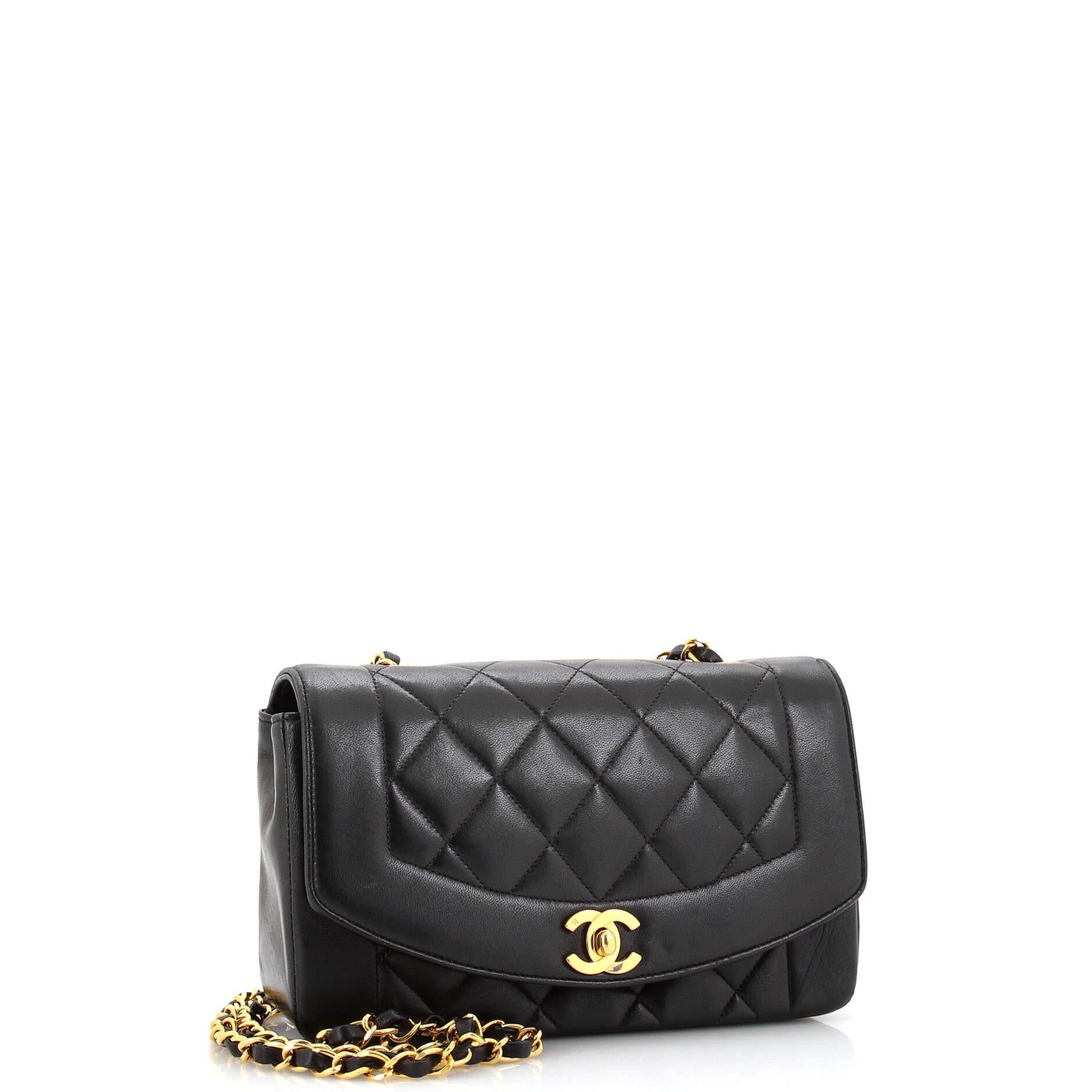 Chanel Vintage Diana Flap Bag Quilted Lambskin Small In Good Condition In NY, NY