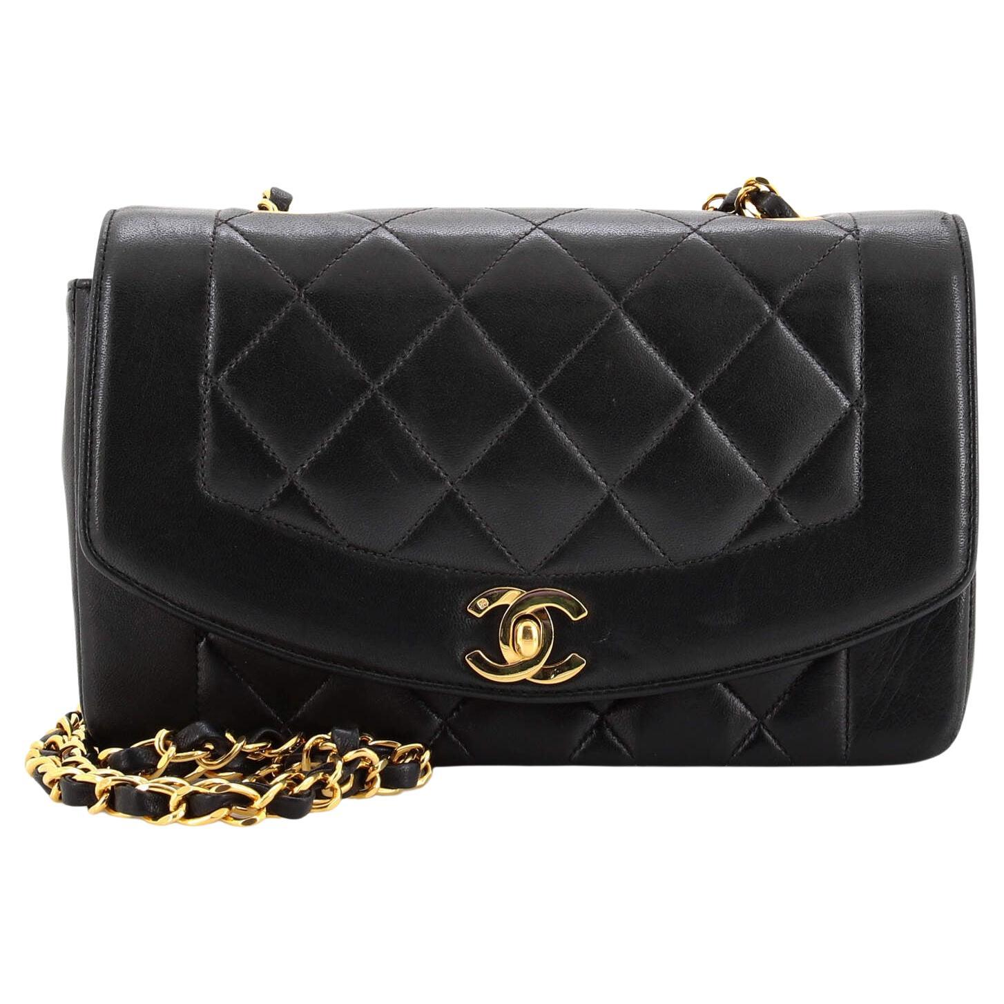 Chanel Vintage Diana Flap Bag Quilted Lambskin Small at 1stDibs