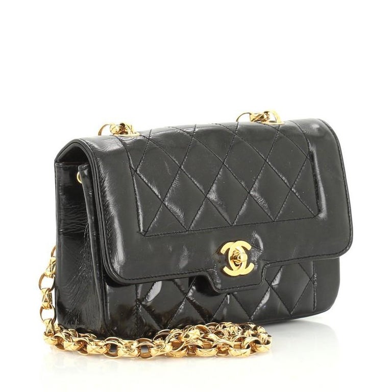 Chanel Vintage Diana Flap Bag Quilted Patent Mini at 1stDibs