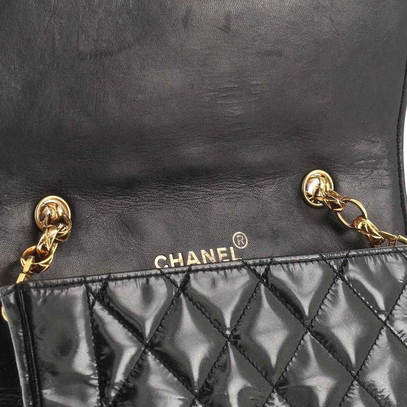 Black Chanel Vintage Diana Flap Bag Quilted Patent Mini