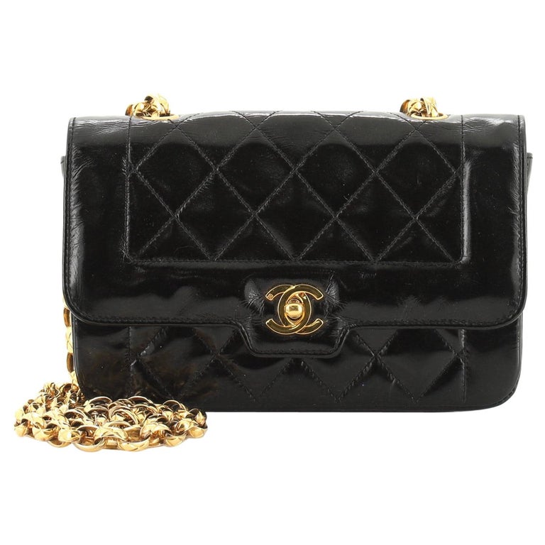 Chanel Black Lambskin Leather Diana Shoulder Bag at 1stDibs