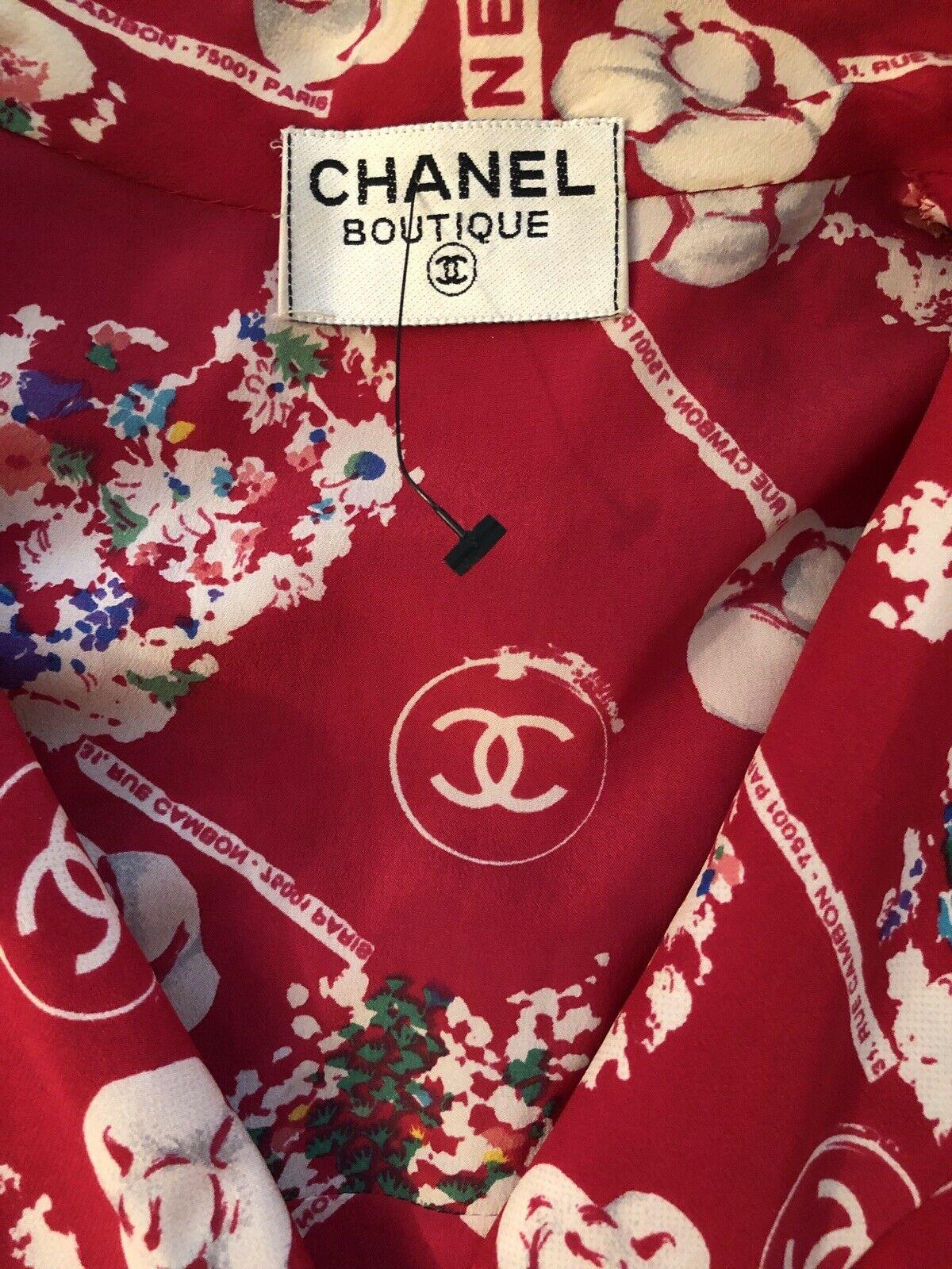 Chanel Vintage Double Breasted Logo Silk Red Dress For Sale 2