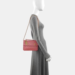 Chanel Vintage Double CC Turnlock Small Pink Lambskin Leather 2Way Shoulder Bag