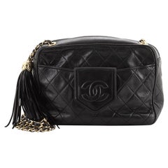 Chanel Vintage Double Chain CC Umhängetasche gesteppt Lammfell klein