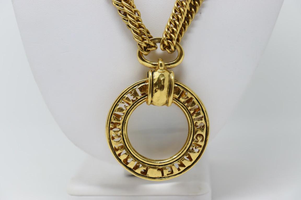 CHANEL Vintage Double Chain Necklace or Belt Magnifying Glass In Excellent Condition For Sale In Georgetown, ME