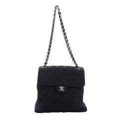 Chanel Vintage Double Sided Flap Bag Quilted Jersey Large
