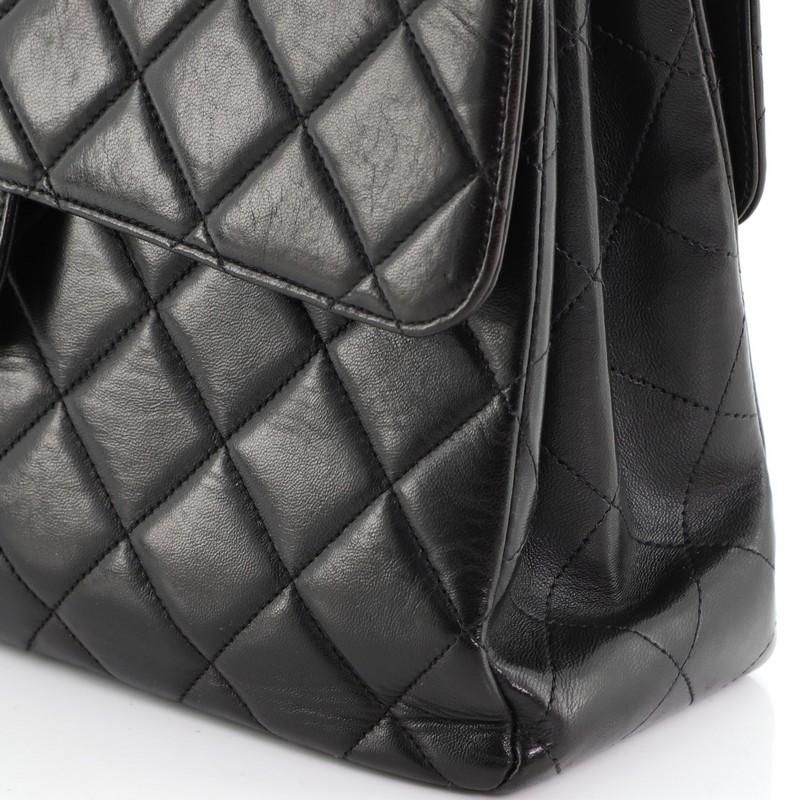 Chanel Vintage Double Sided Flap Bag Quilted Lambskin Jumbo In Good Condition In NY, NY