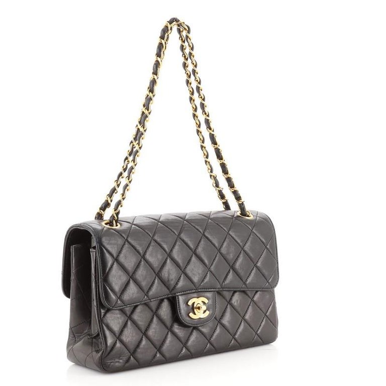 Chanel Black Quilted Lambskin Double Sided Classic Flap Medium