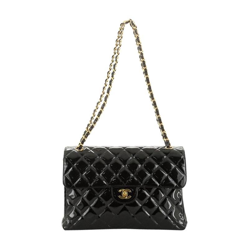 Chanel Vintage Double Sided Flap Bag Quilted Patent Jumbo at