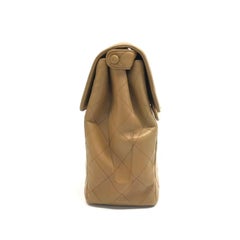 Chanel Vintage Double Sided Kelly Light Brown Lambskin Leather Shoulder Bag 1996