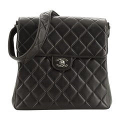 Chanel Vintage Double Sided Shoulder Bag Quilted Lambskin Large