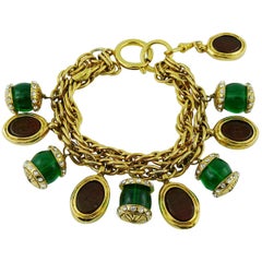 Chanel Vintage Double Strand Gripoix Charm Bracelet