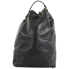 Chanel Vintage Drawstring Backpack Quilted Caviar Large