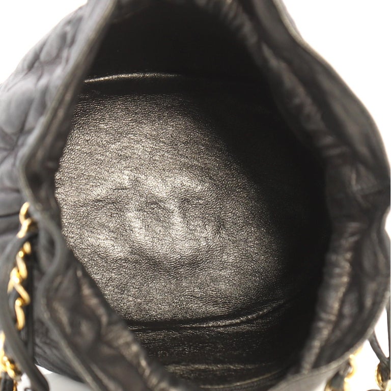 Chanel Vintage Drawstring Bucket Bag Quilted Lambskin Mini at 1stDibs