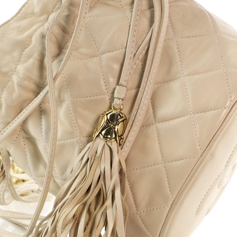 Women's or Men's Chanel Vintage Drawstring Bucket Bag Quilted Lambskin Mini
