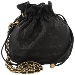 Chanel Vintage Drawstring Bucket Bag Quilted Lambskin Mini