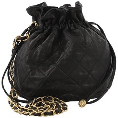 Chanel Chain Frame CC Drawstring Bucket Bag Lambskin Mini Neutral 19745545