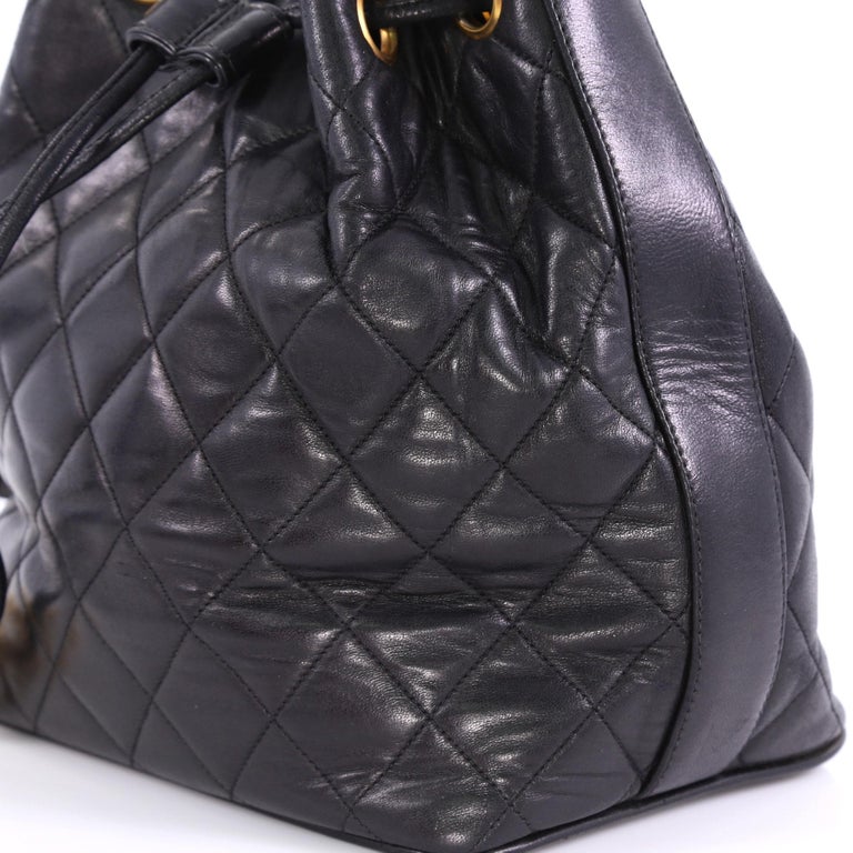 Chanel Vintage Drawstring Bucket Bag Quilted Lambskin Small at 1stDibs ...